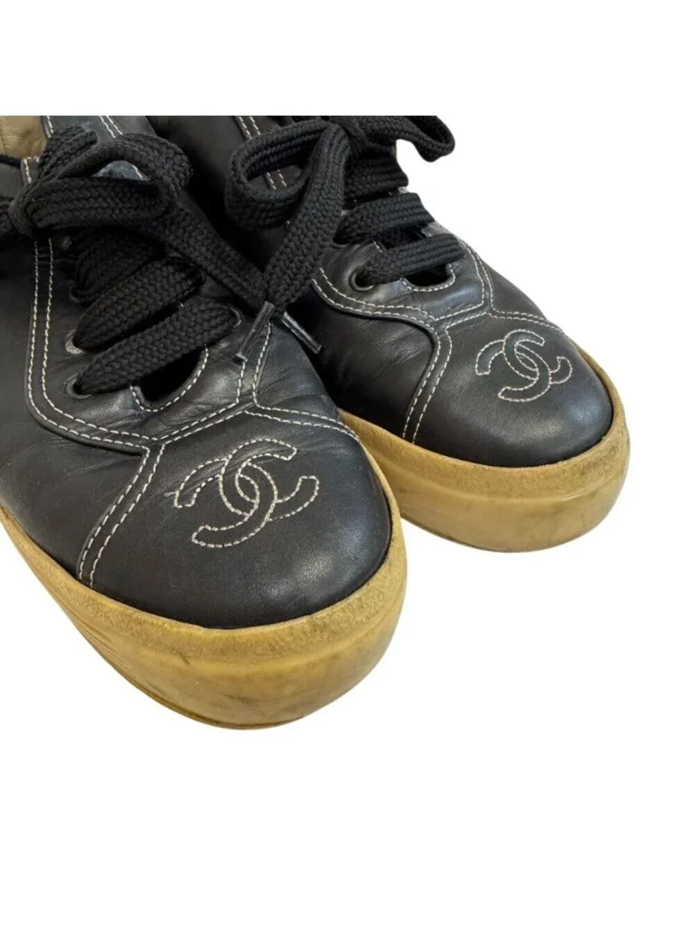 Chanel CC Logo Stitch Sneakers